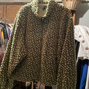 Green and light green polka dot jacket. Jamie Sadock size lg